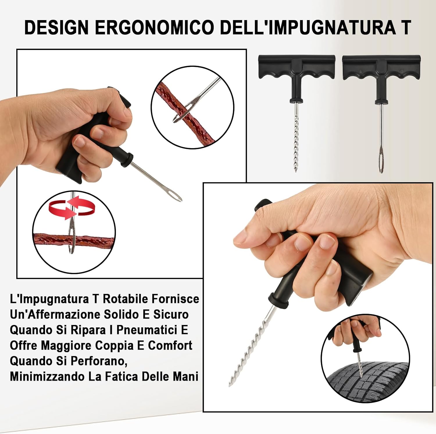 Thumbnail 4 de Faburo Kit Riparazione Pneumatici Auto, Moto e Professionale: affidabile e pratico per piccoli fori