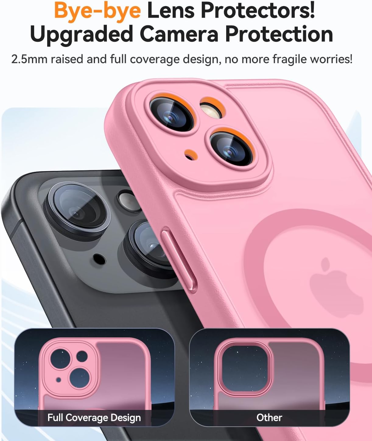 Detalle de CANSHN Magnetic iPhone 15 Case with MagSafe and full camera protection (6.1") – Pink