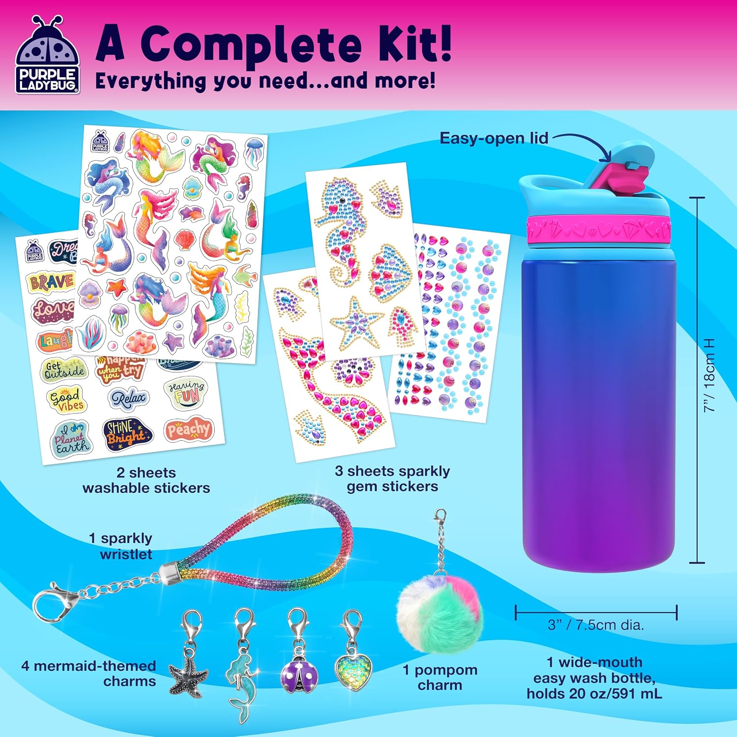 Detalle de Mermaid Water Bottle Craft Kit, Aluminum
