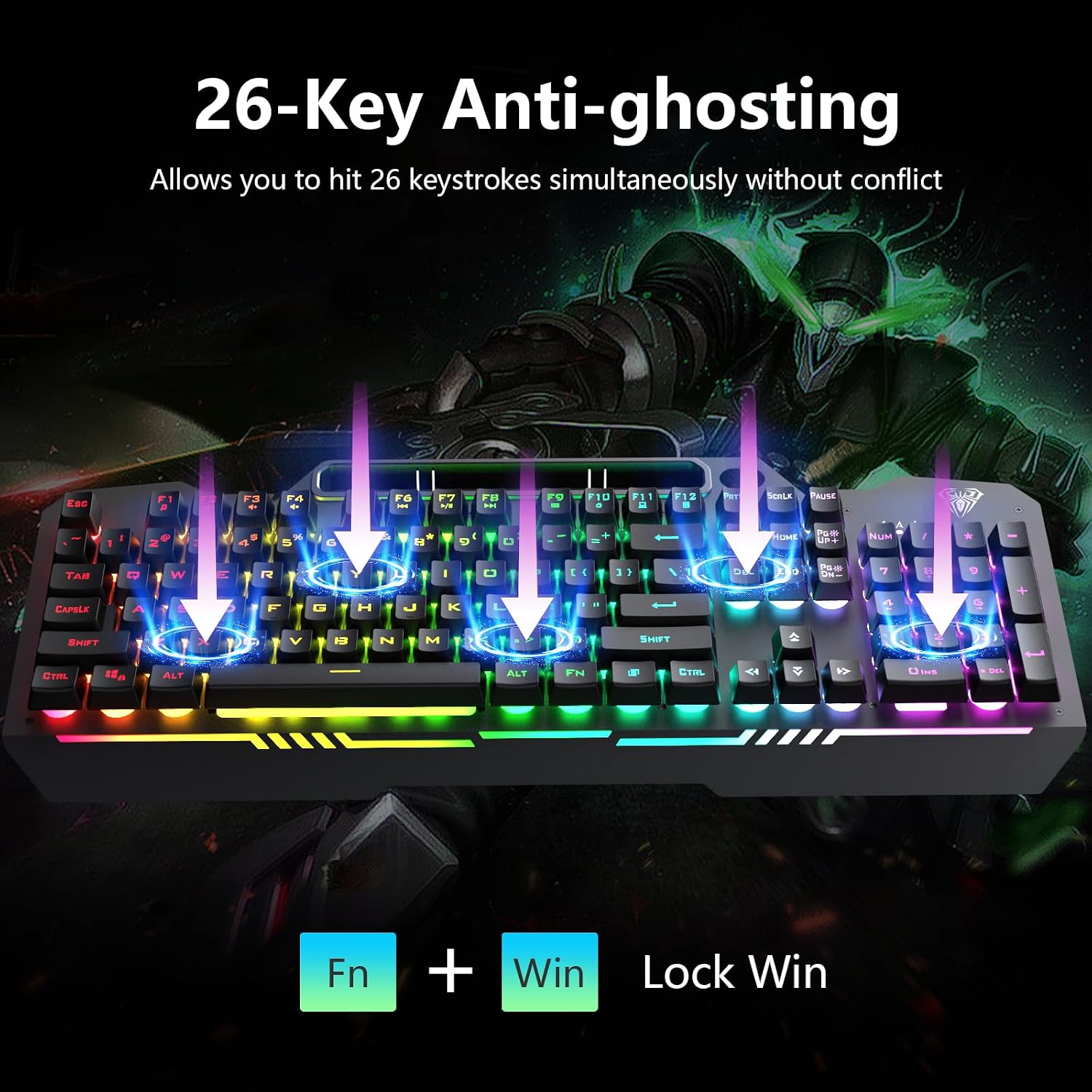 Thumbnail 3 de AULA T102 104-Key Gaming Keyboard and Mouse Combo with RGB Backlit (USB Wired)