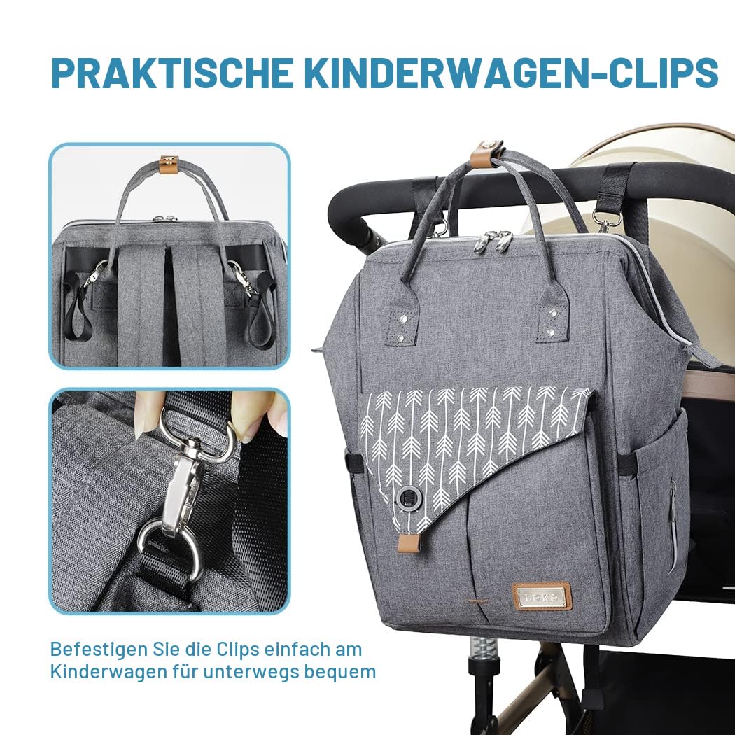 Thumbnail 5 de Lekebaby Baby Wickelrucksack Grau 23 l
