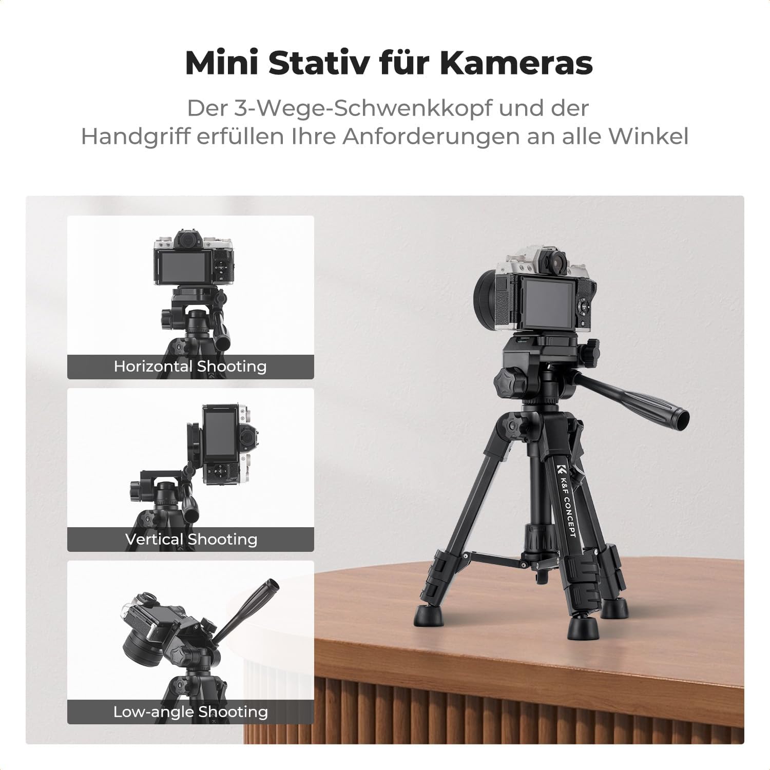 Thumbnail 2 de K&F CONCEPT Mini Tischkamerastativ S233A0 – kompakt, flexibel und stabil für Kamera, Smartphone und Co.