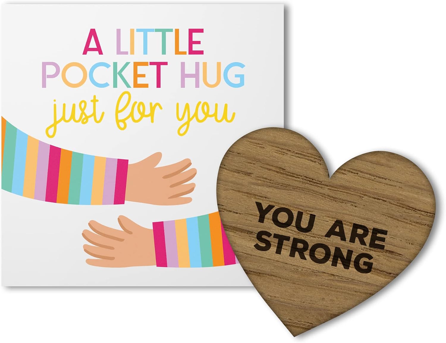 Little Pocket Hug: Wooden Heart Token with Positive Affirmations (Rainbow)