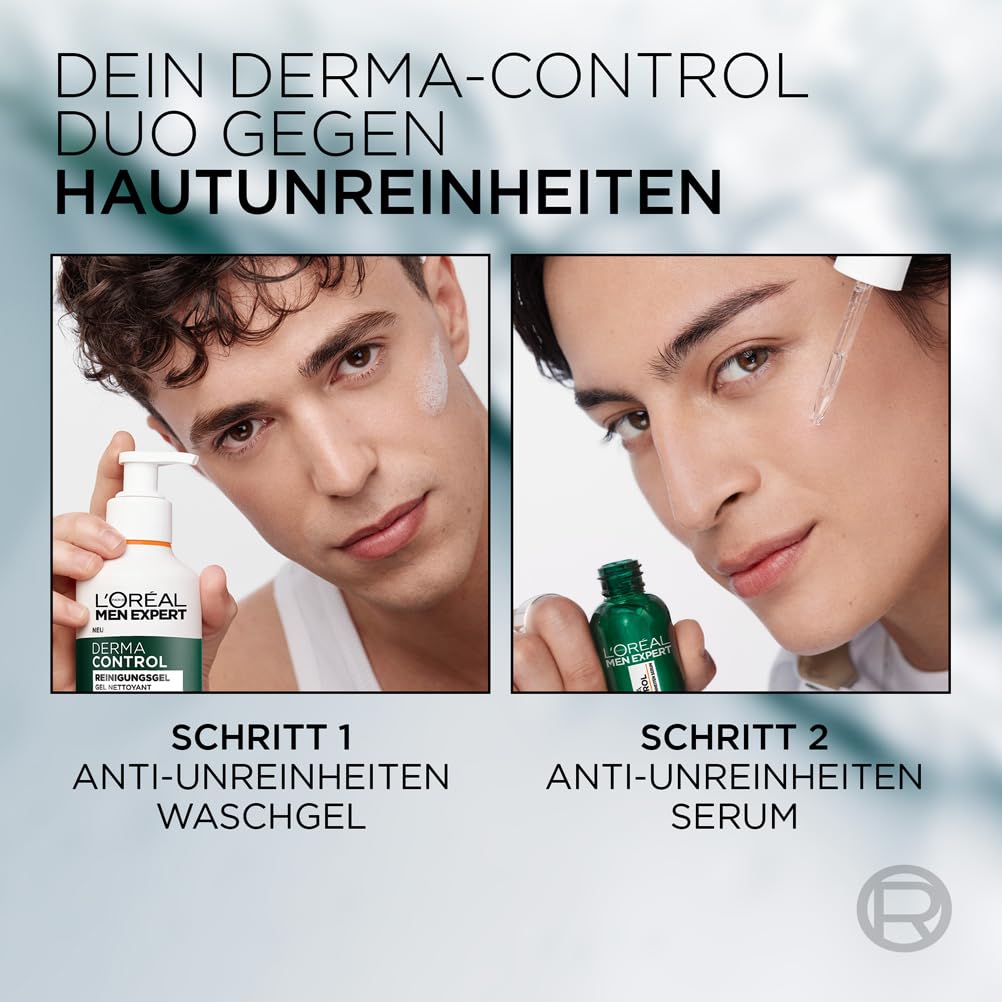 Detalle de L'Oréal Men Expert Derma Control Anti-Unreinheiten Pflegeset – Waschgel + Serum