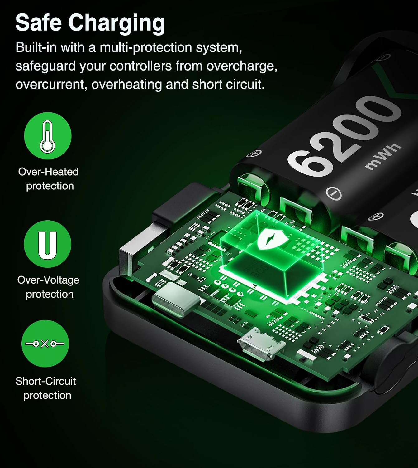 Thumbnail 6 de HEYLICOOL Q08 6200mWh rechargeable battery pack for Xbox controllers