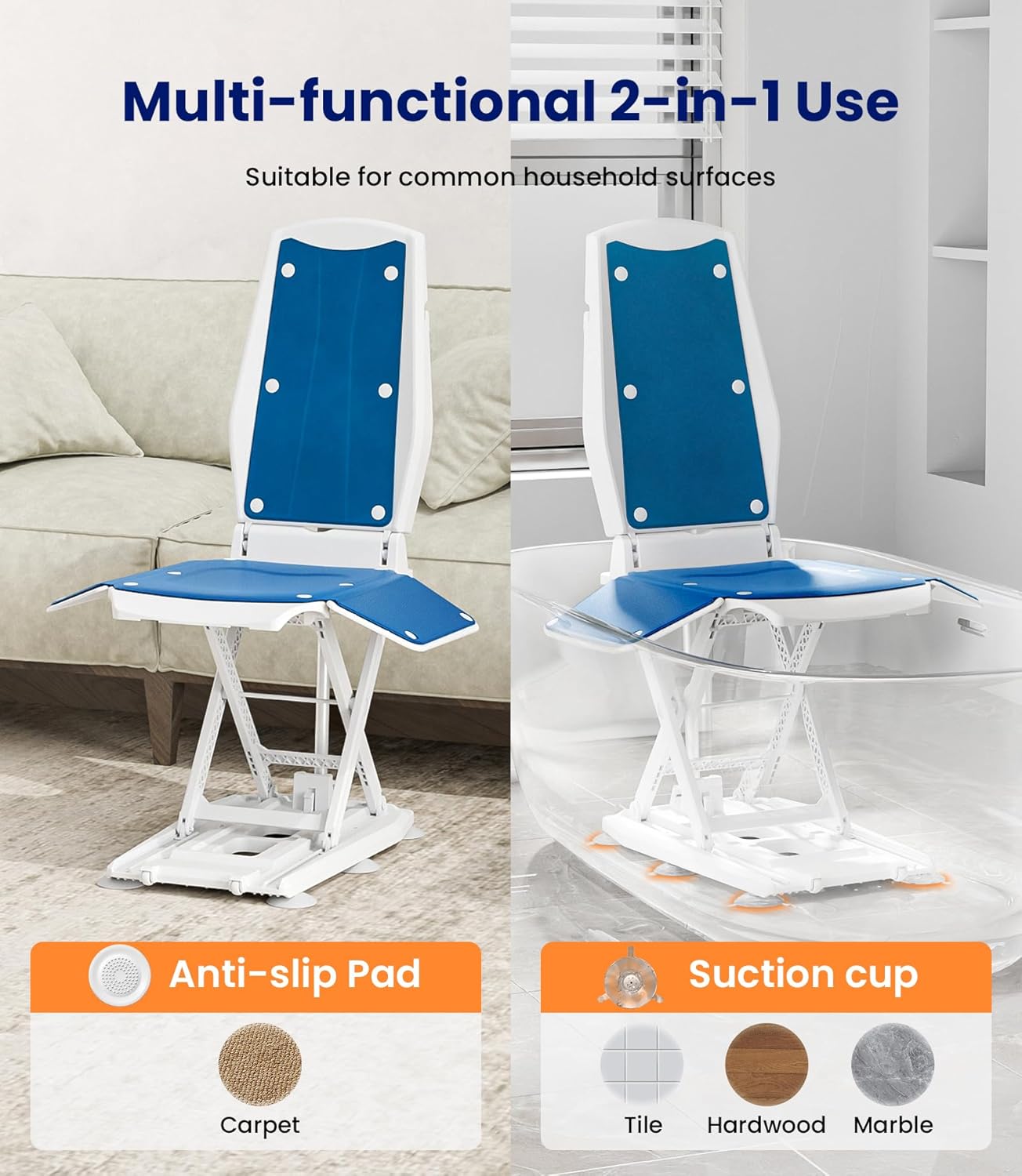 Detalle 2 de VOCIC Upgrade Electric Chair Lift with Wheels (AX10) — Portable, No Assembly, Supports 300 LBS