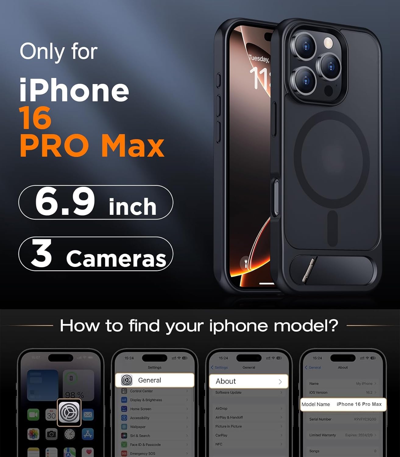 Thumbnail 1 de Temdan iPhone 16 Pro Max magnetic case, 6.9"