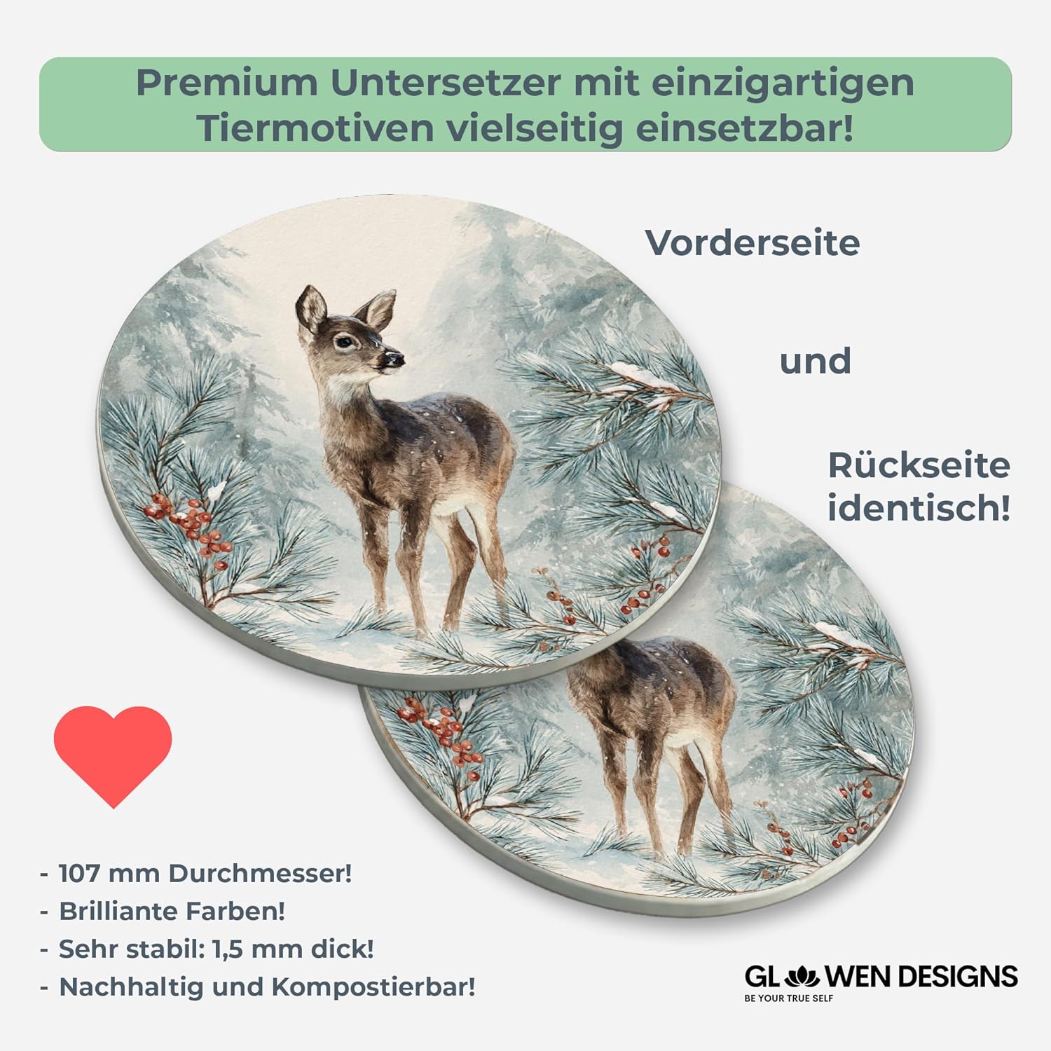 Thumbnail 2 de GD Print Aquarell Bierdeckel (50 Stück) rund, 107 mm – Untersetzer für Tischdeko