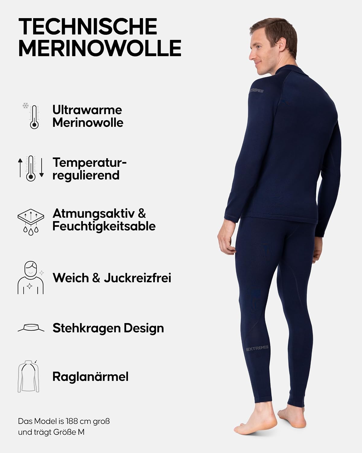 Detalle 2 de DANISH ENDURANCE Merino Thermounterwäsche Herren Merino-Unterwäsche 1