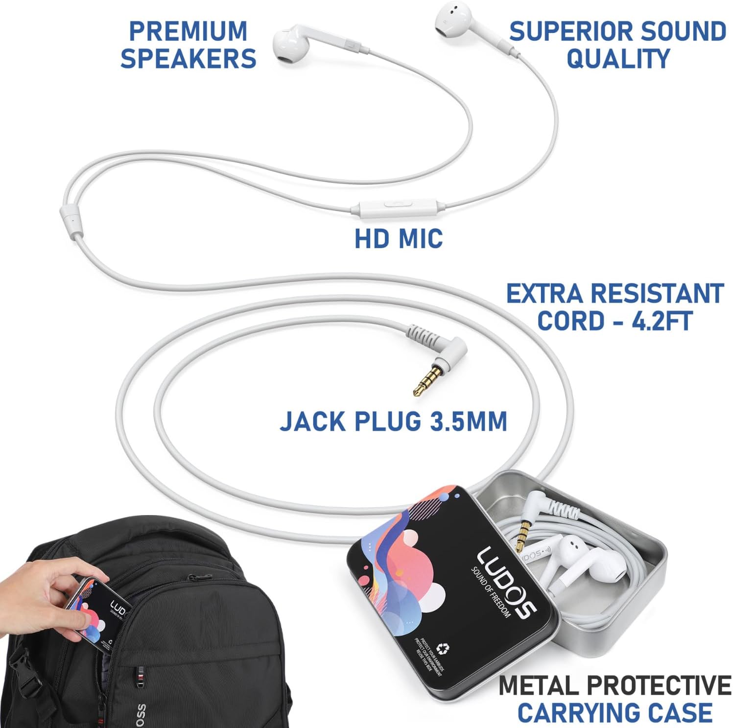 Thumbnail 1 de Ludos FEROX wired earbuds with microphone
