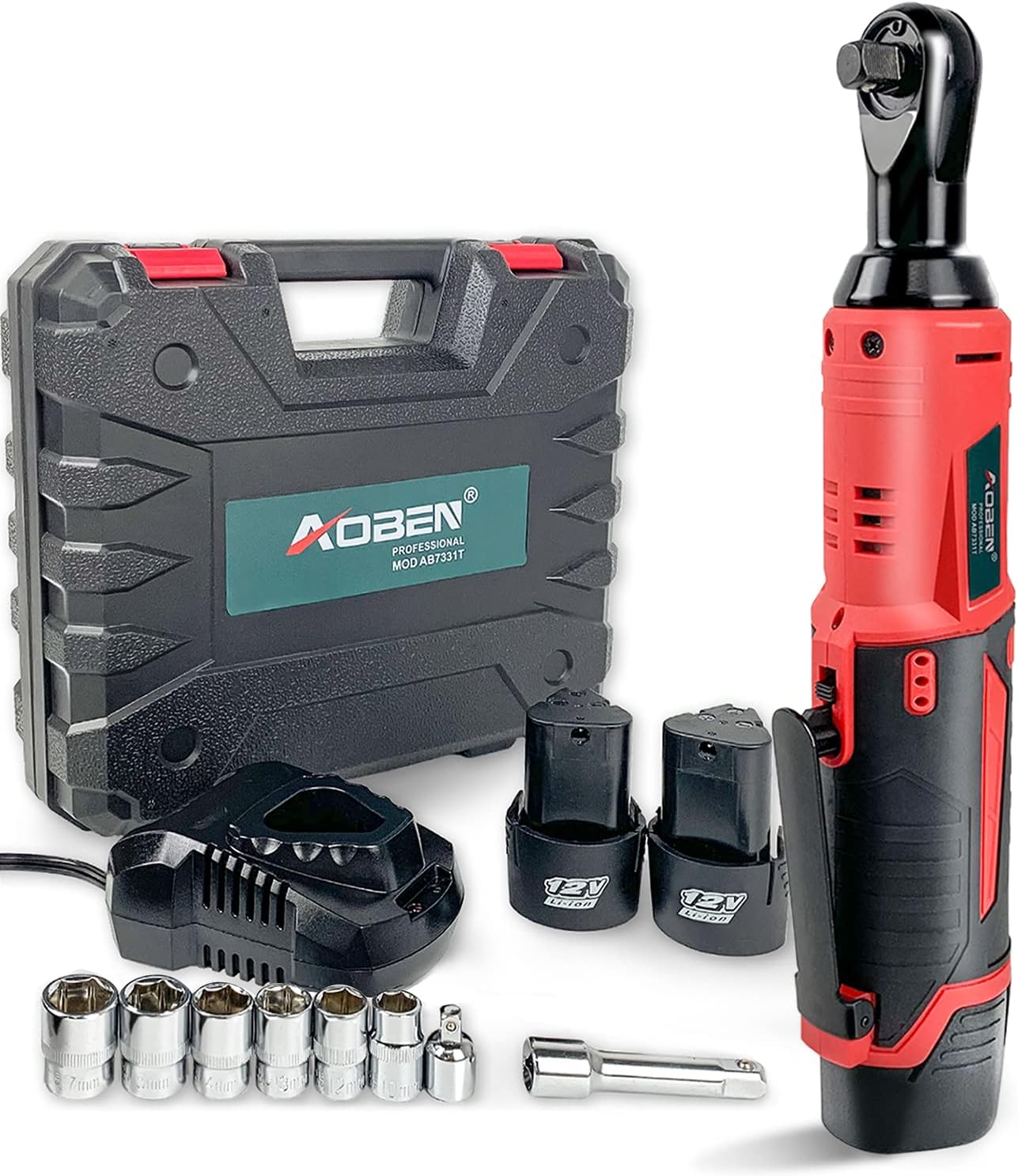 Detalle de AOBEN 5808 Ratchet 3/8-Inch Cordless Electric Ratchet, 12V, 40 ft-lb