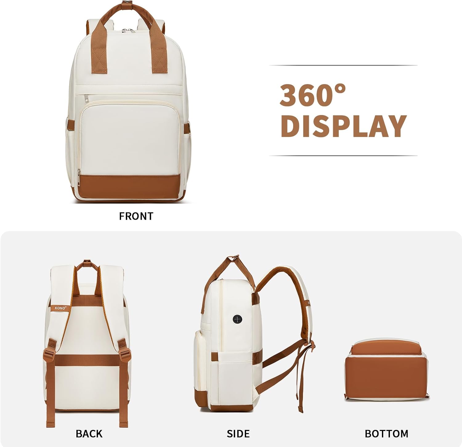 Detalle de Kono Backpack Womens: 15.6 Inch Laptop Backpack for Work, Study and Travel