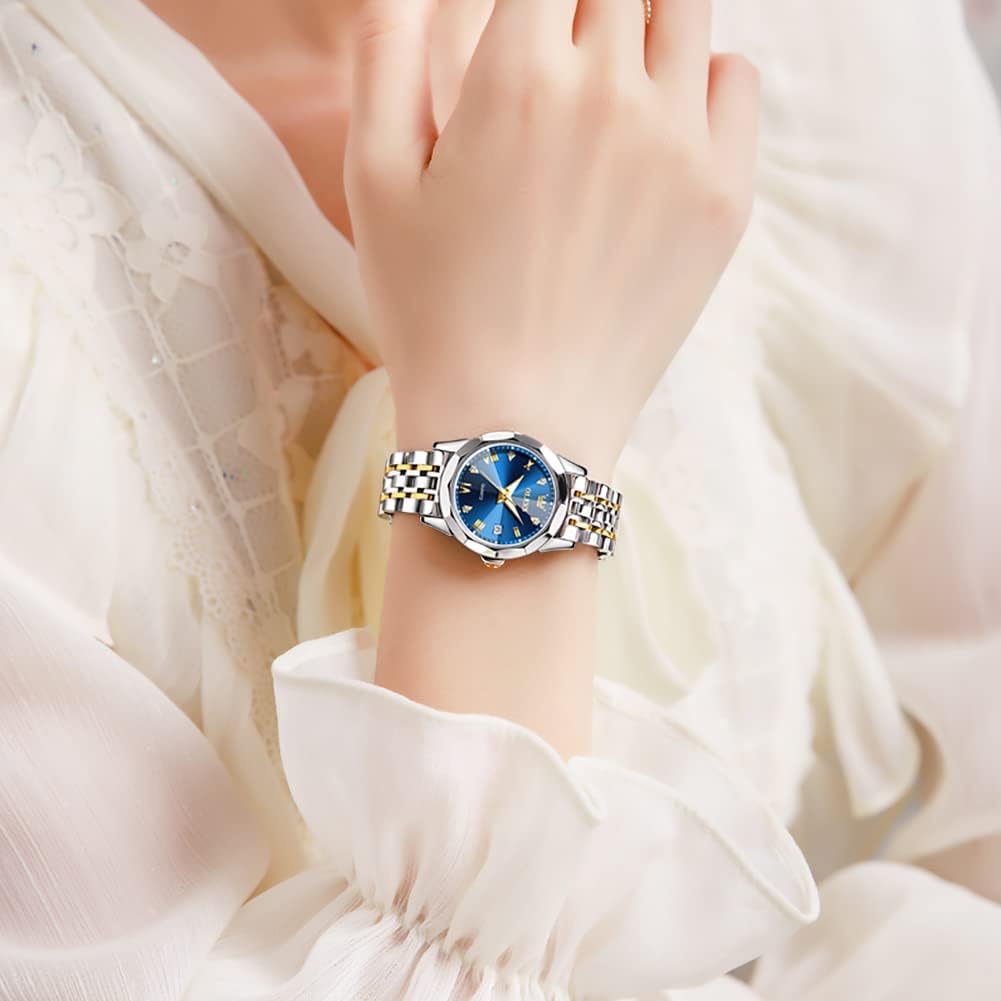 Thumbnail 5 de OLEVS Women’s Analog Quartz Stainless Steel Watch with Day-Date, Luminous Hands & Roman Markers