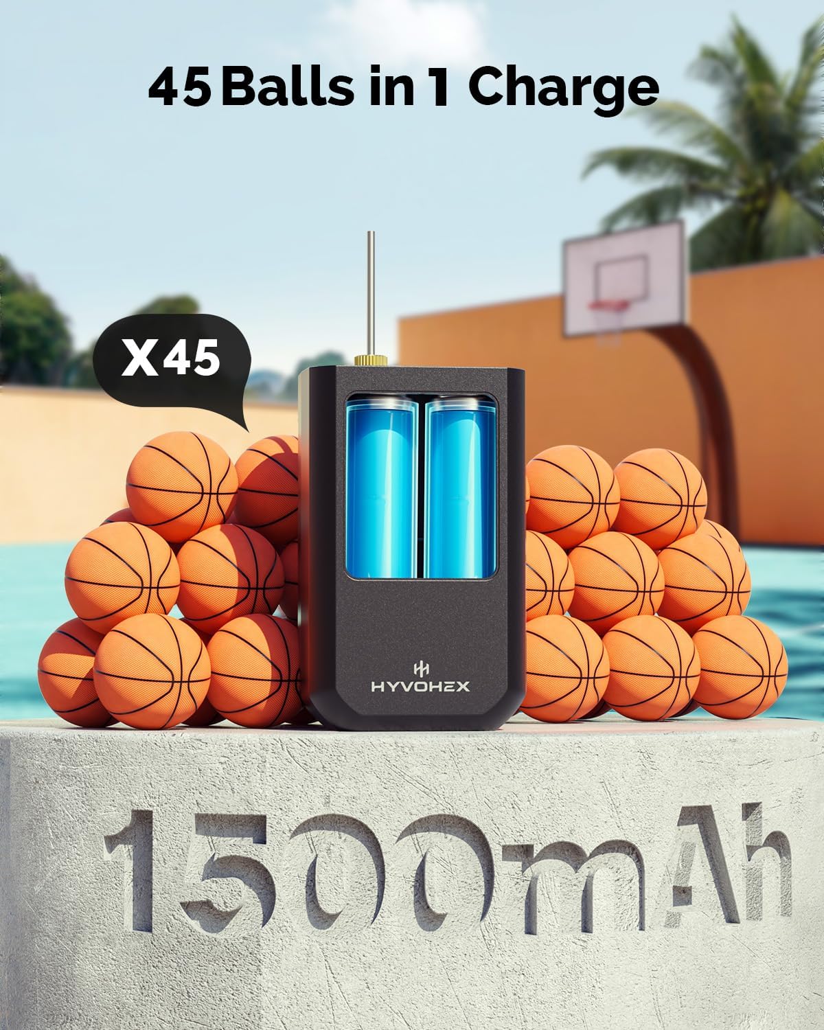 Detalle de HYVOHEX Portable Electric Ball Pump with Digital LED Display and Preset Pressure