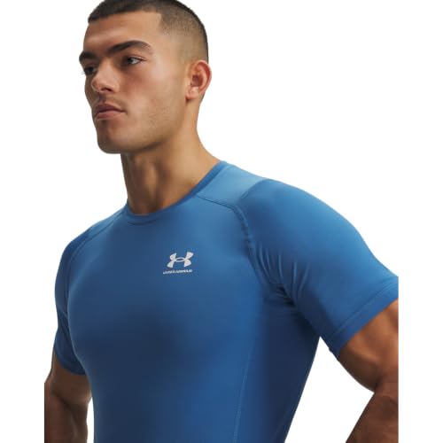 Detalle 1 de Under Armour Men's HeatGear Compression Shirt Aegean Blue/White (L) - versione italiana