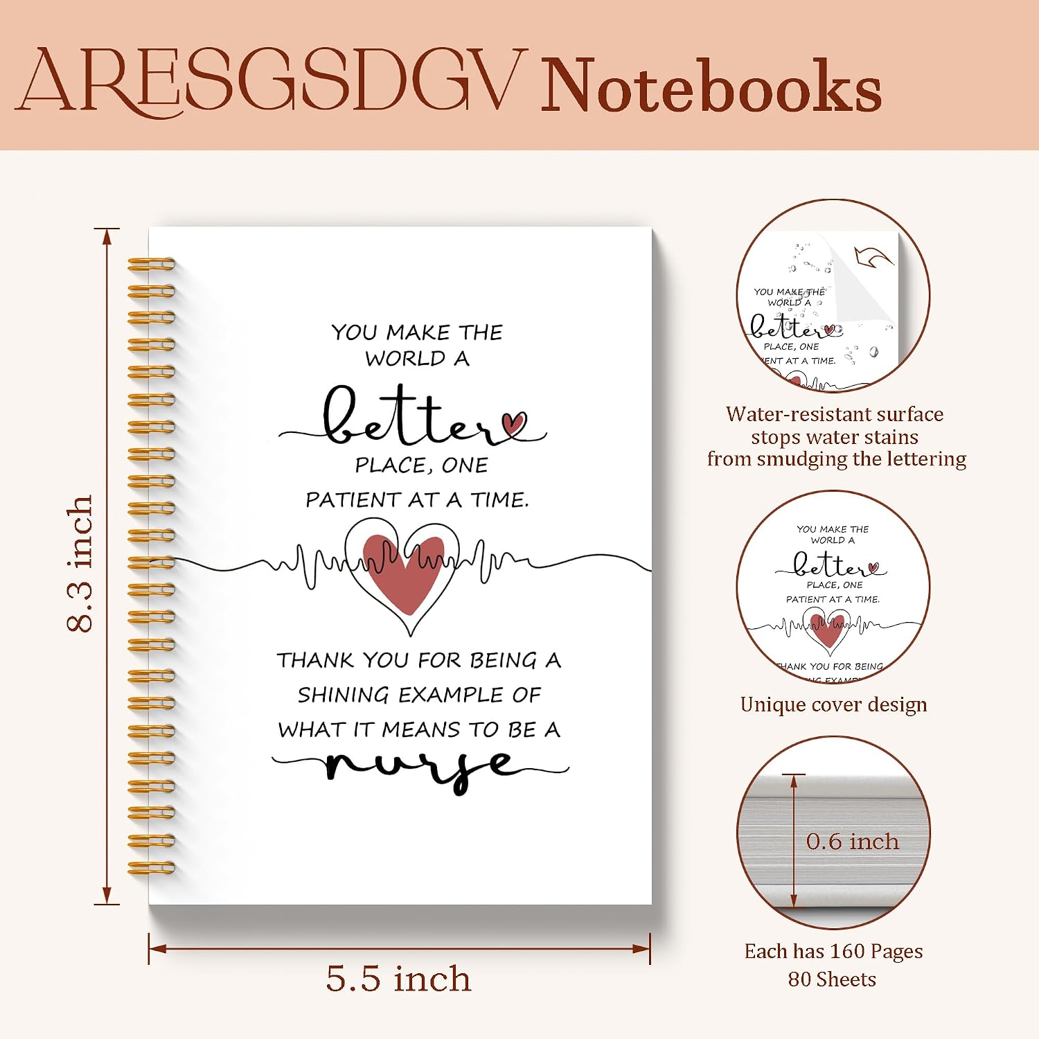 Thumbnail 6 de ARESGSDGV Nurse Thank You Spiral Notebook, Hardcover, 160 Pages, 5.5 x 8.3 Inch