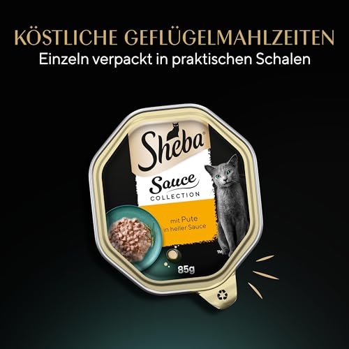 Detalle 2 de SHEBA Schale Nassfutter für Katzen Sauce Collection mit Pute in heller Sauce – 2 x 11 x 85 g