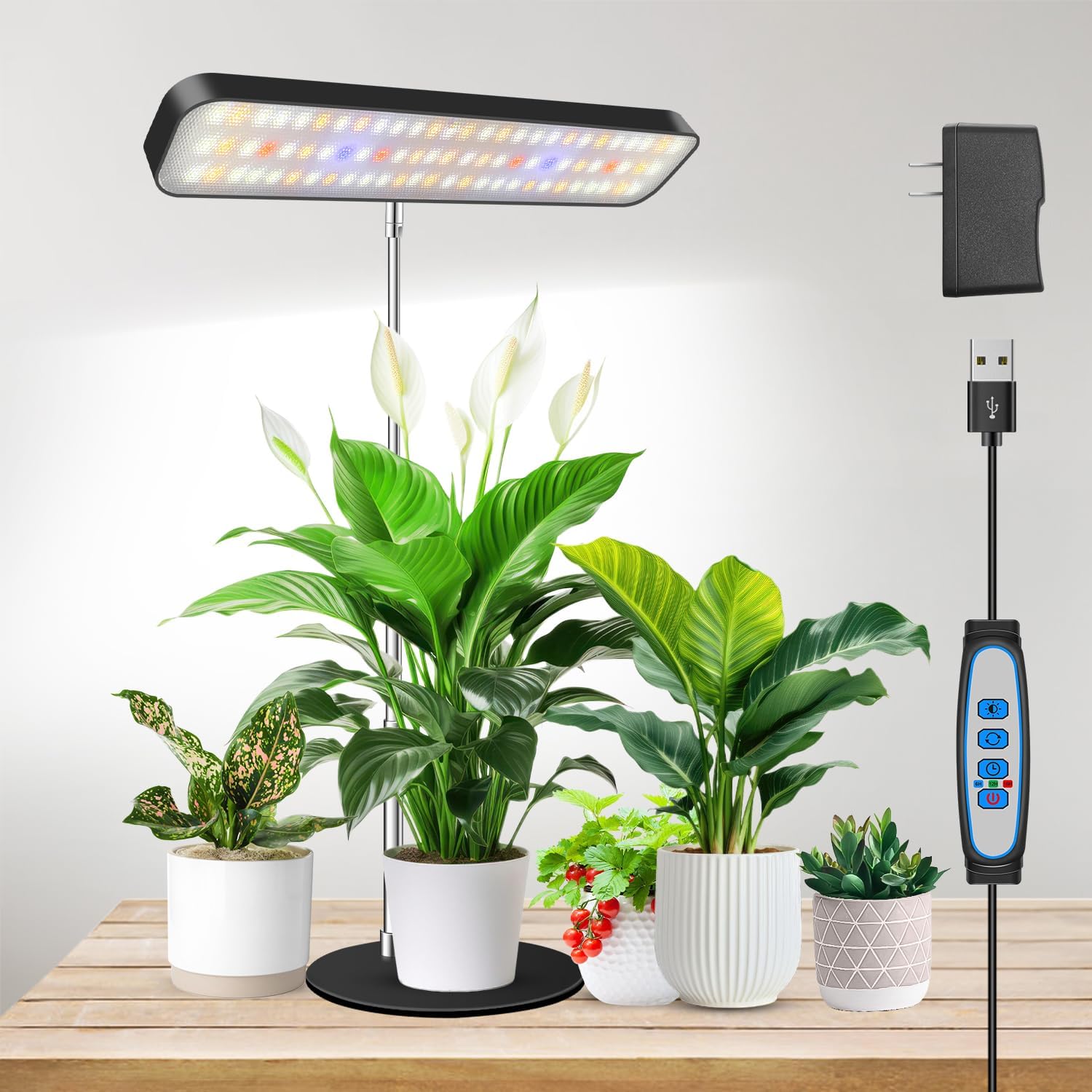 Detalle de Aumtrly BL-J10A LED Grow Light, Full Spectrum with Adjustable Height