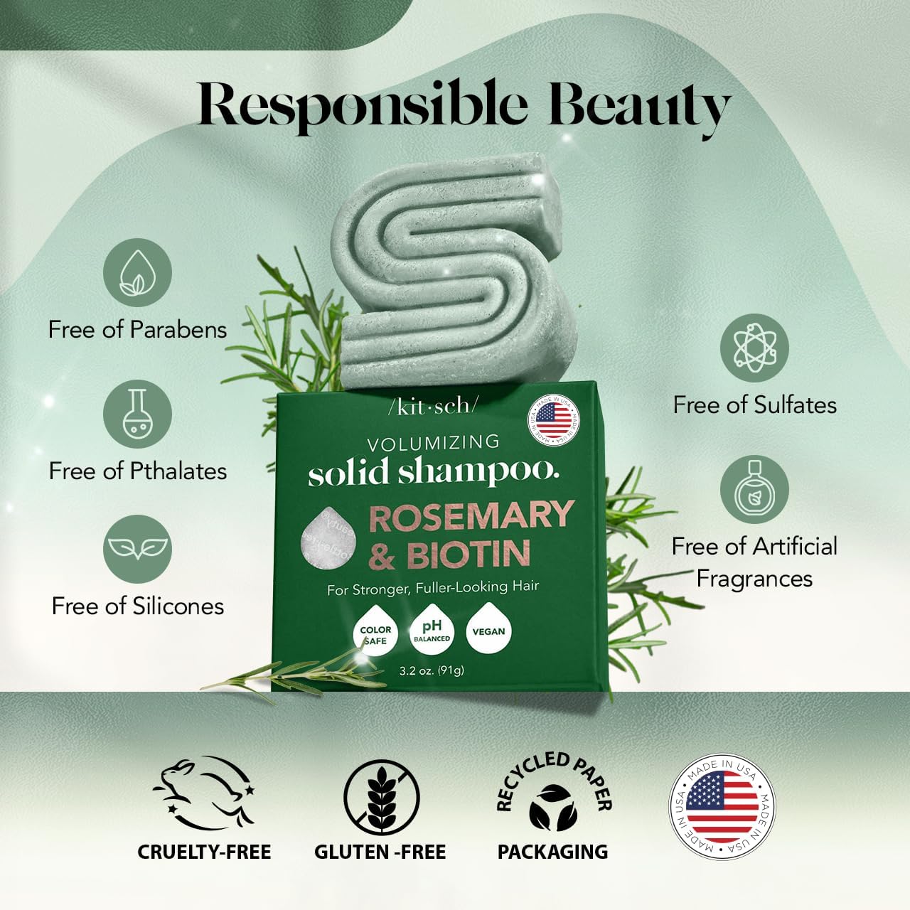 Thumbnail 3 de Kitsch Rosemary & Biotin Shampoo Bar (3.2 oz) — Volumizing, Strengthening Hair Growth Bar