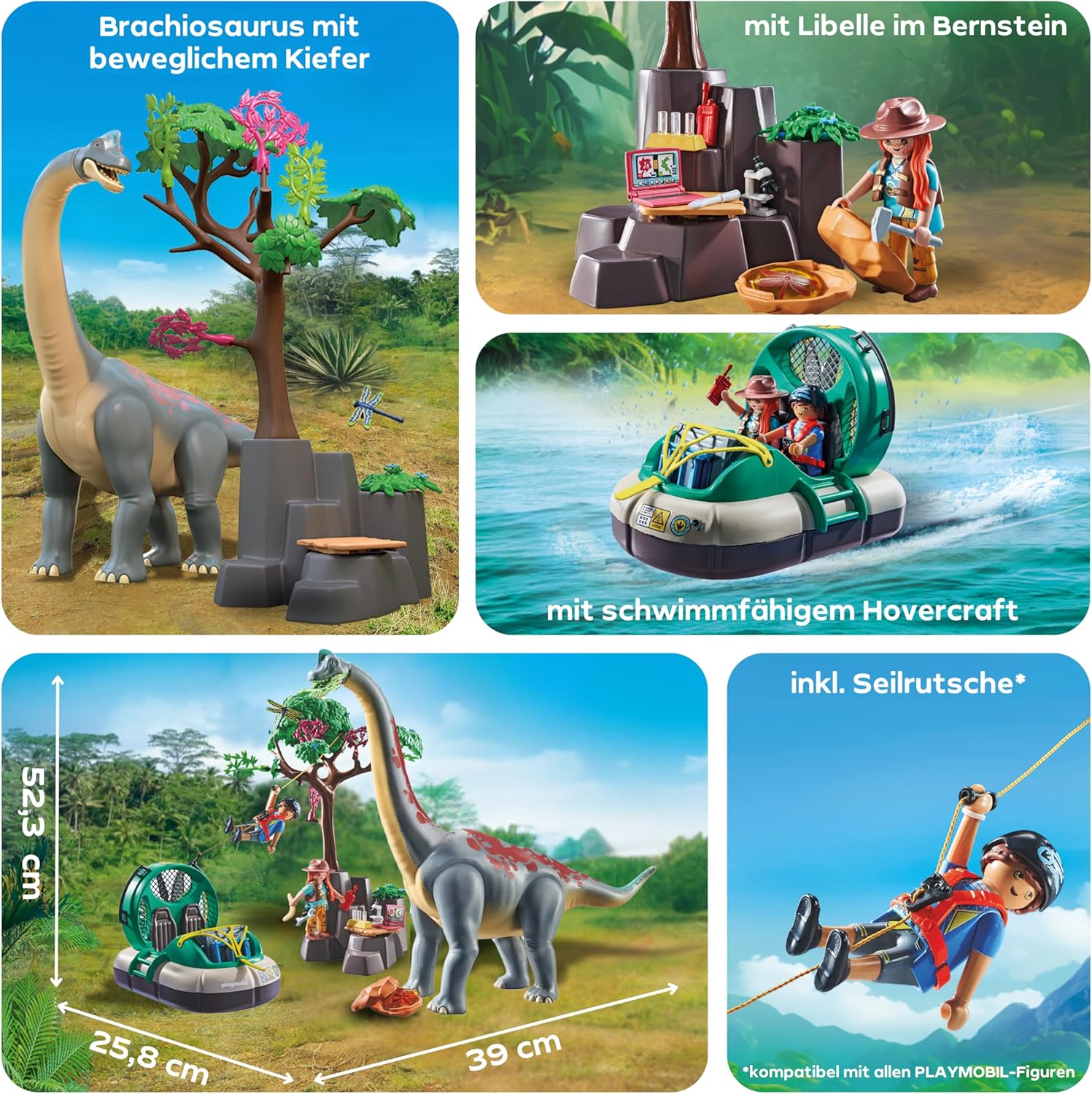 Thumbnail 3 de PLAYMOBIL Dinos 71819 Brachiosaurus-Begegnung mit Luftkissenboot (Dino-Spielset für Kinder ab 4 Jahren)