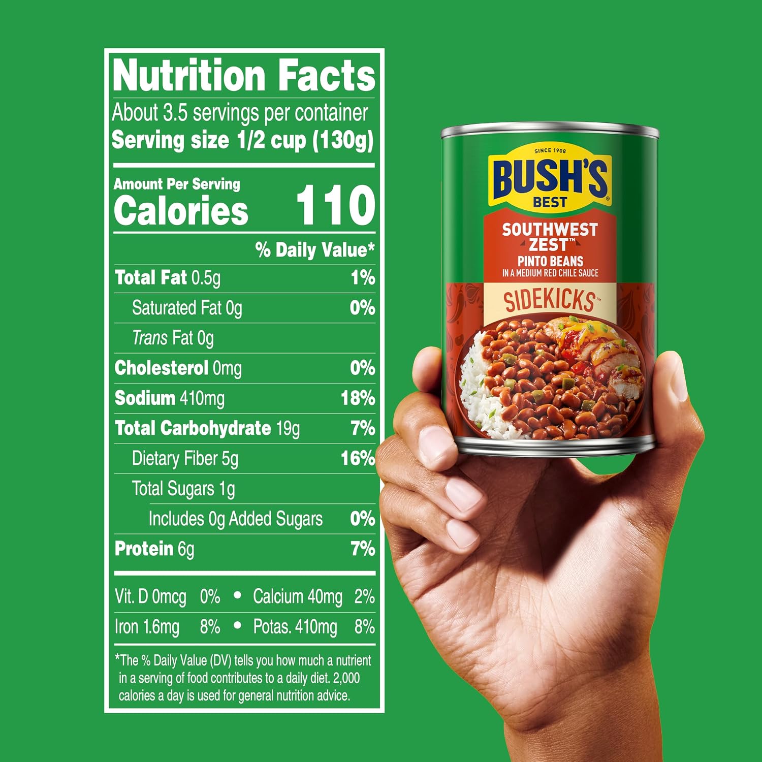 Detalle 2 de Bush's Best Southwest Zest Pinto Beans, 15 oz Cans, Pack of 12