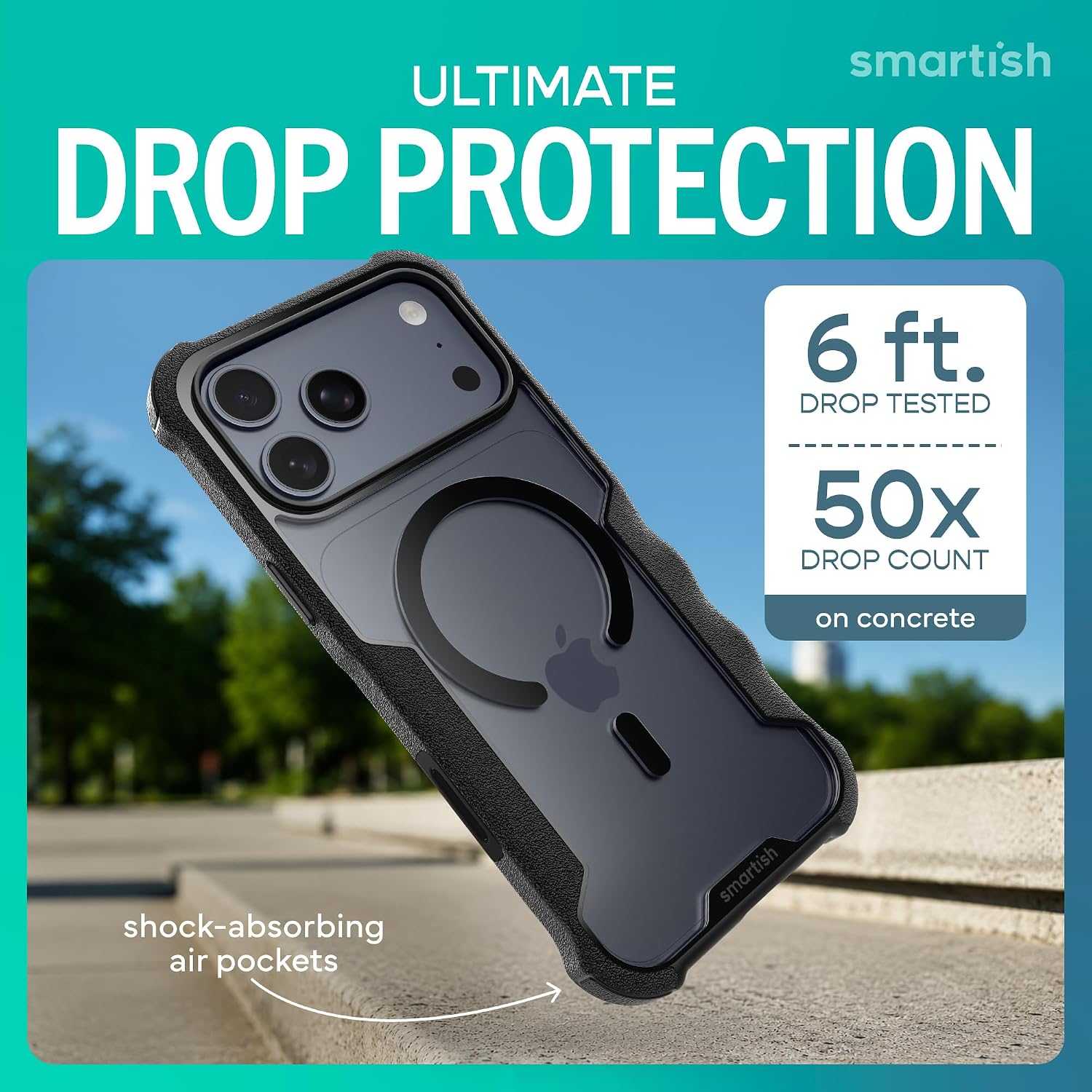 Detalle 2 de Smartish iPhone 17 Pro Max MagSafe Case (Gripzilla) – Rugged, heavy-duty magnetic protection, Clearly Black