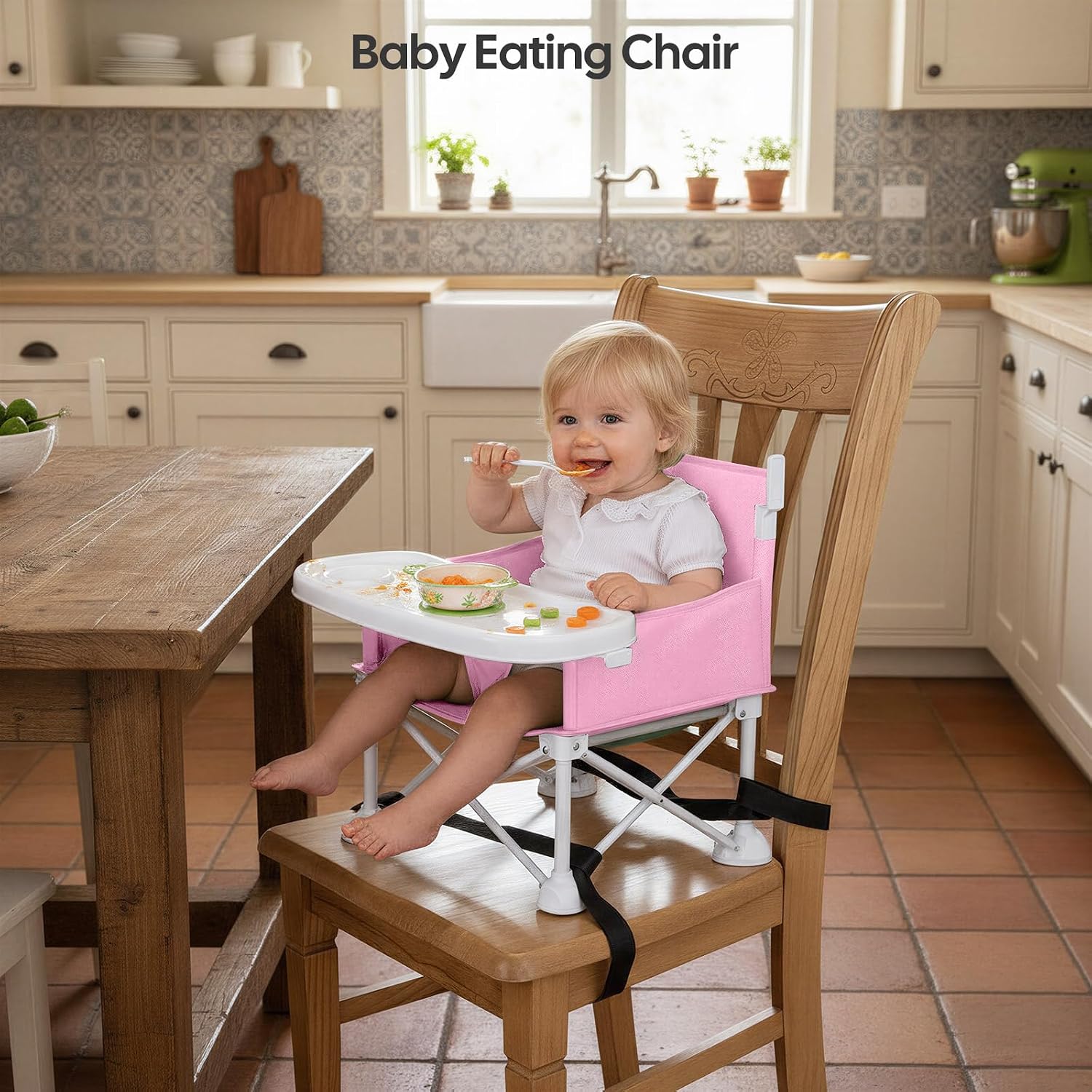 Thumbnail 5 de Cochildor 4-in-1 Portable Baby Chair, Pink, with Removable Tray and Sun Canopy