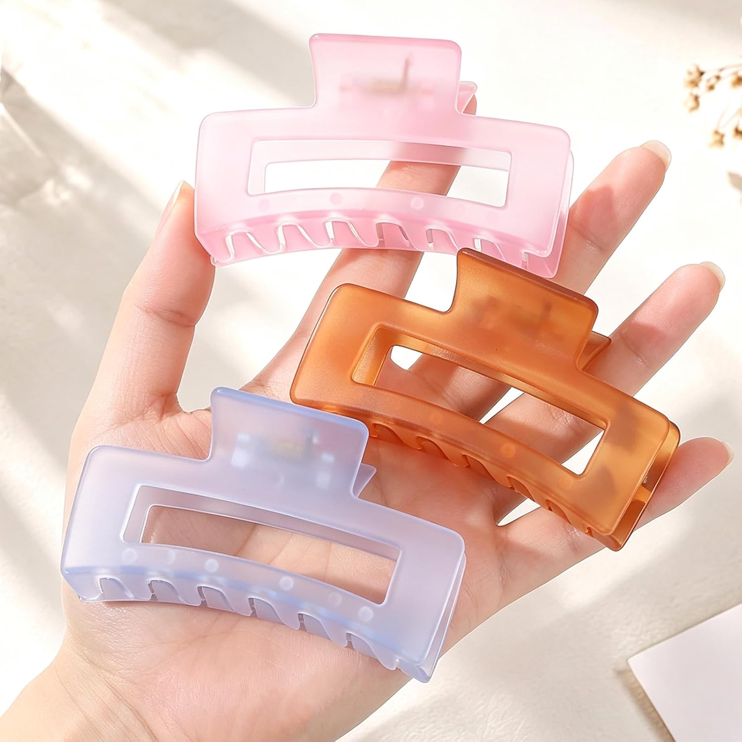 Detalle de LAXIZAR 8-Pack 3.5-Inch Hair Claw Clips, Multicolor Plastic Set