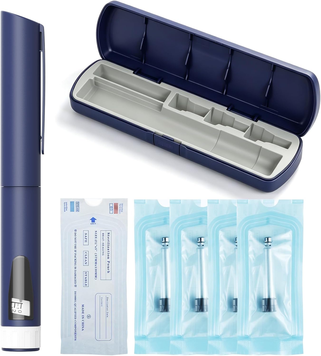 Detalle de Aisisree navulbare insulinepen voor 3 ml-patronen, 1–80 eenheden, blauw