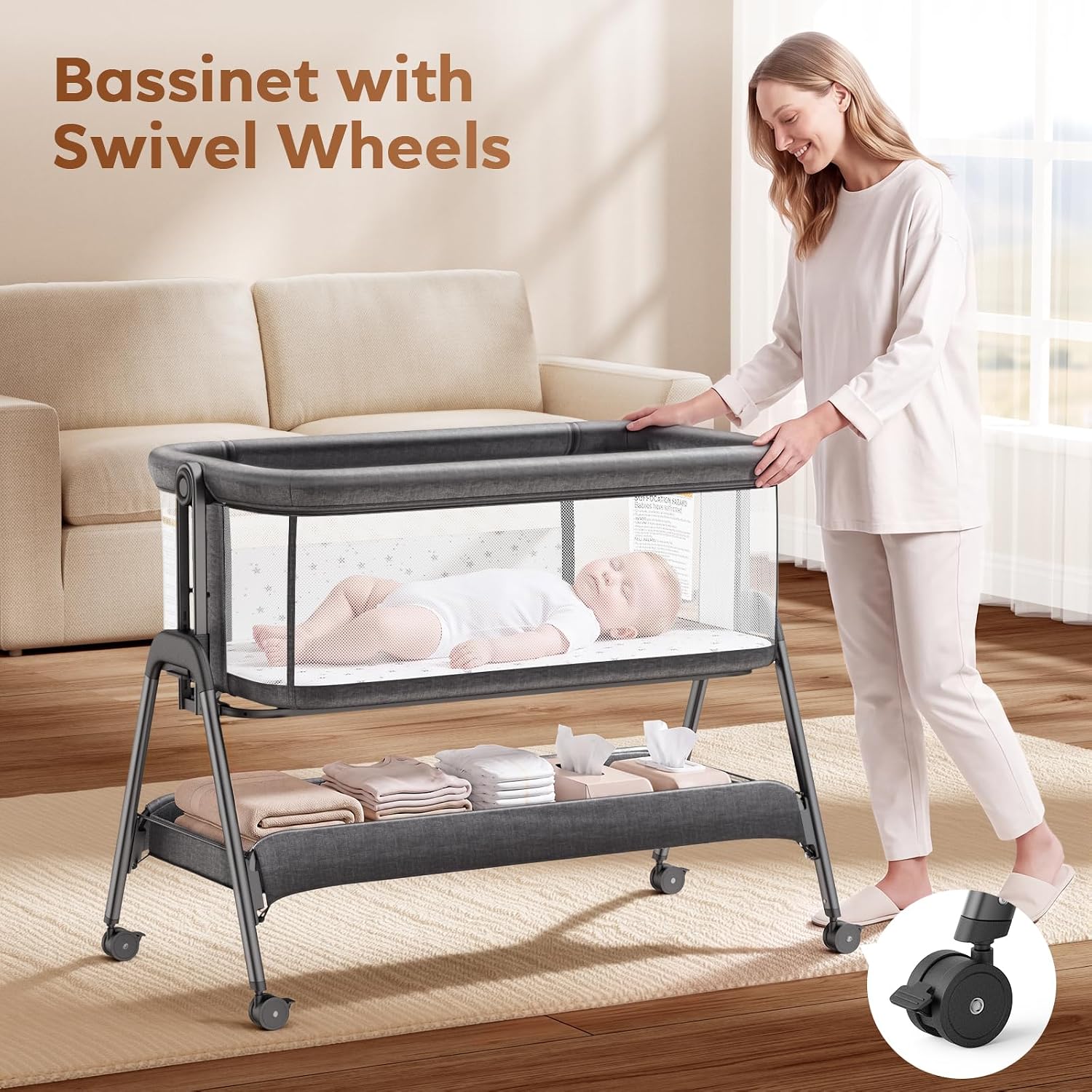 Thumbnail 6 de ANGELBLISS Baby Bassinet 20 lb Capacity