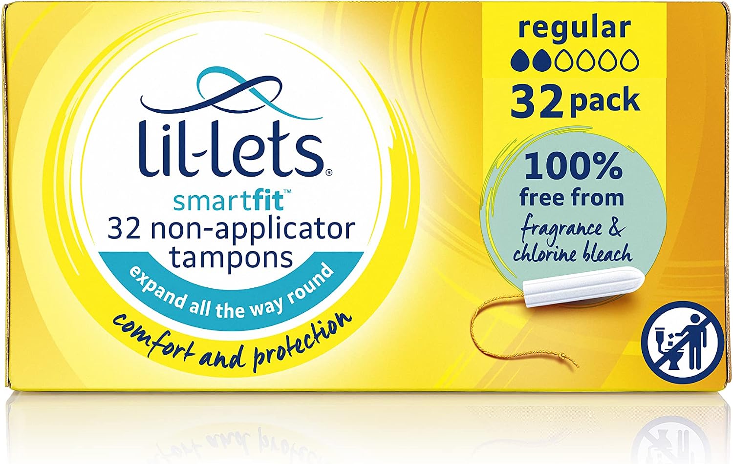 Detalle 2 de Lil-Lets Non-Applicator Regular Tampons, 32 Count – SmartFit, Plant-Based Core