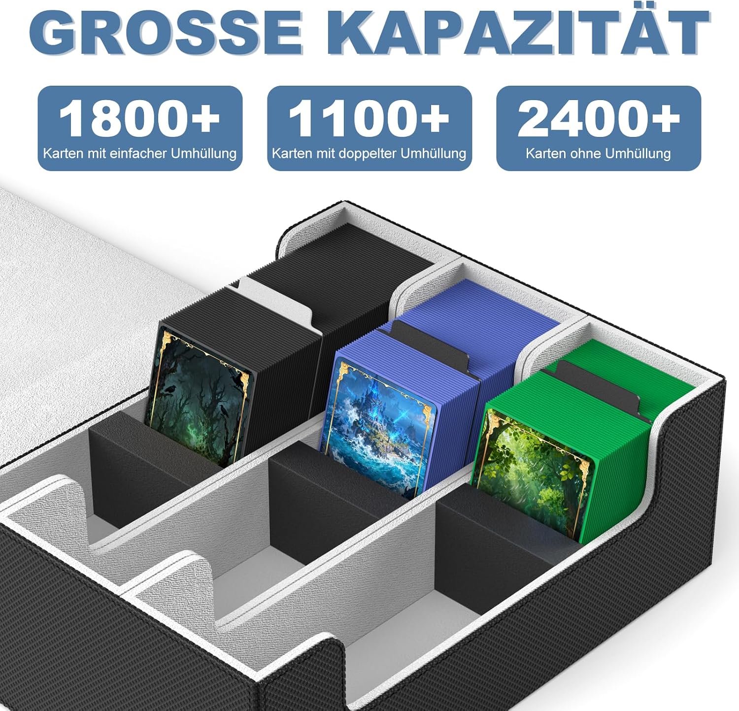 Thumbnail 1 de Mlikero Sammelkarten-Aufbewahrungsbox für 1800+ Karten – Maxi-Deckbox aus PU-Leder mit Magnetverschluss