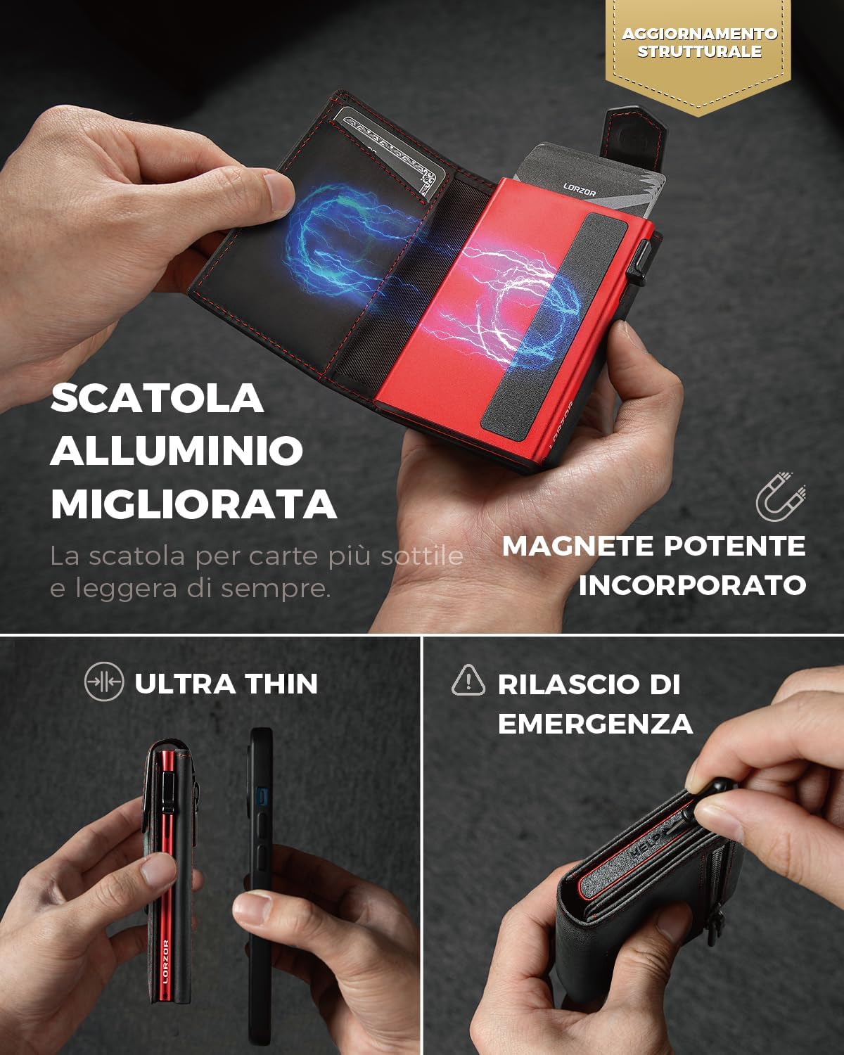 Detalle de Portafoglio Airtag Slim LORZOR con RFID