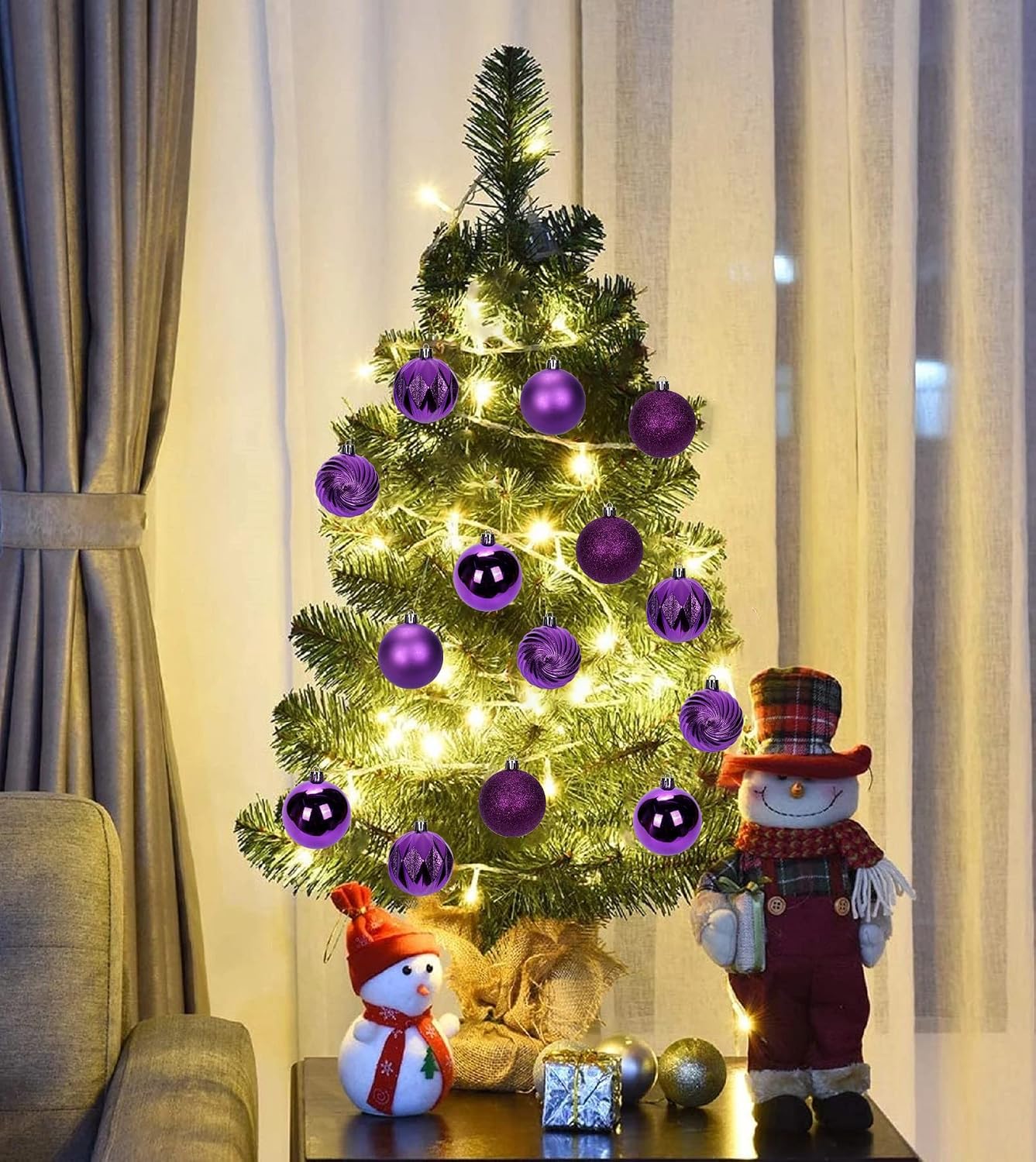 Thumbnail 6 de Oairse 6cm Purple Christmas Baubles — 30 Shatterproof Ornaments for Tree, Wreaths and More