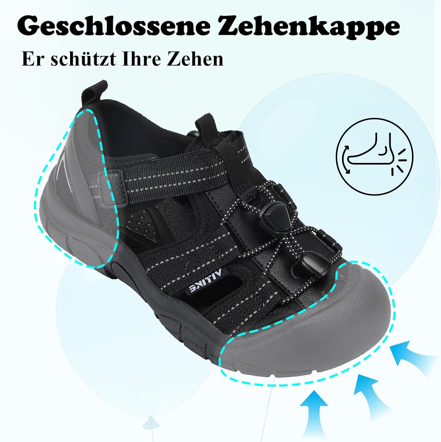 Detalle de JMFCHI SPORTS Unisex Kinder Sandalen – breite Zehenbox, atmungsaktiv, leichte Sommerschuhe