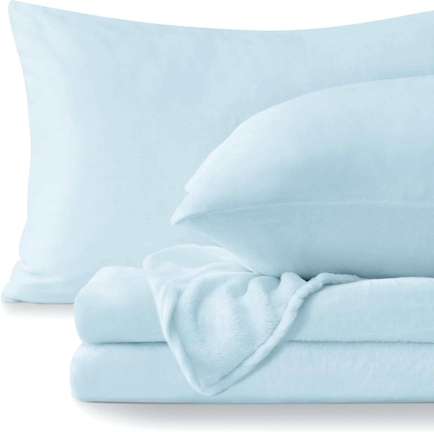 Detalle de BEDELITE King Flannel Sheet Set, Blue, Double-Brushed Microfiber, 16-Inch Pocket
