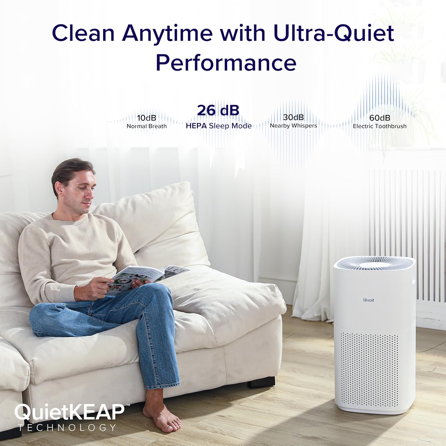 Detalle 2 de Levoit Core 600S-P Large-Room Air Purifier with Smart Wi-Fi and HEPA Sleep Mode