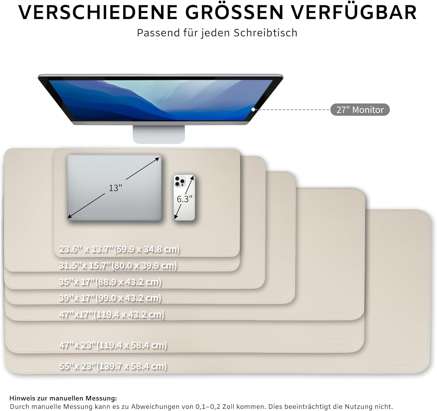 Thumbnail 1 de PROMATTOO XXL Schreibtischunterlage aus veganem Leder (rutschfest, geruchsfrei, wasserabweisend) in Geschenkverpackung