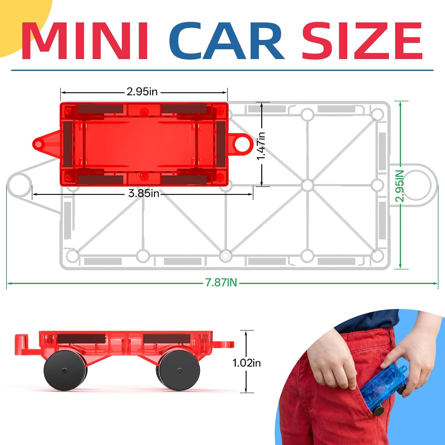 Thumbnail 3 de Qltytoy 8PCS Magnetic Tiles Mini Cars Set — Portable STEM Play for Kids