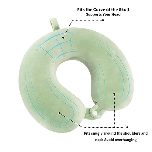Detalle de WENGX Travel Pillow Neck Pillow Memory Foam: Ergonomic Support for Long Journeys (Green)
