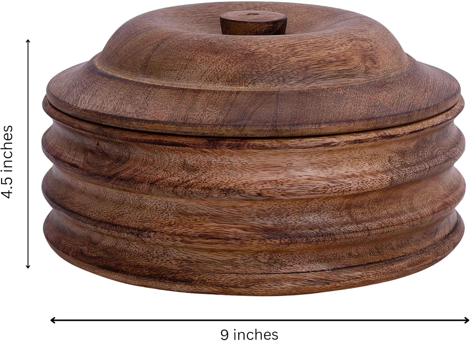 Thumbnail 1 de Handcrafted Wooden Tortilla Warmer Basket with Lid – Natural Mango Wood, 22 x 11 cm