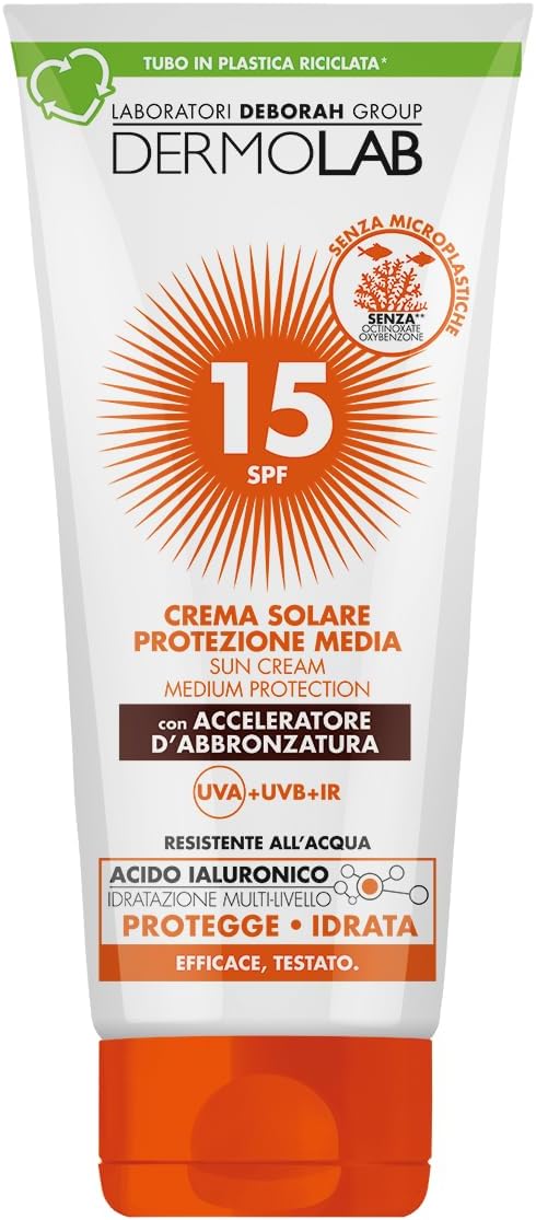 Detalle de Dermolab Crema Solare Abbronzante Protettiva SPF 15, Texture Vellutata Non Grassa 200 ml