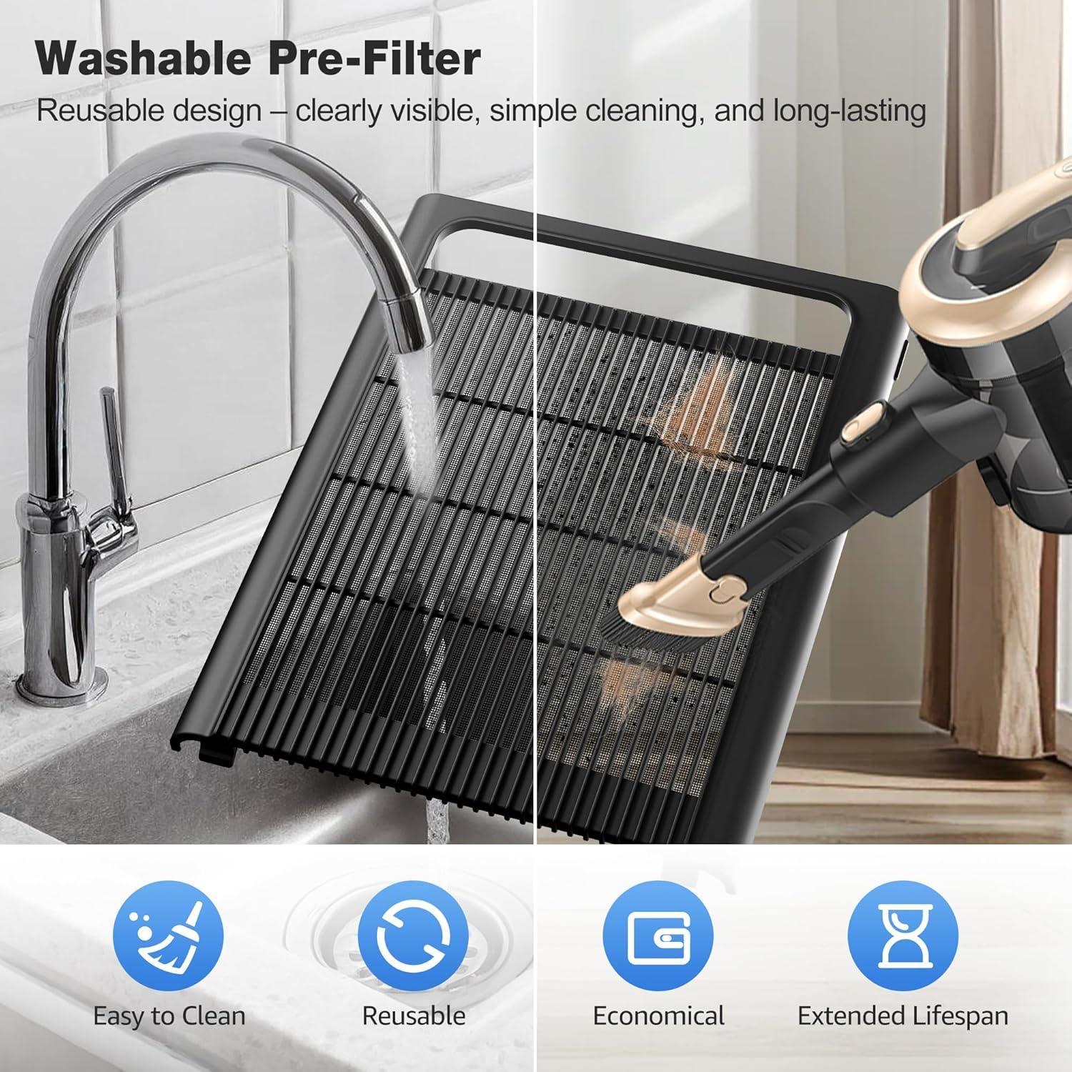 Detalle de KNKA APH4000 Air Purifier with Dual Filters, Pet Mode and AQI Display