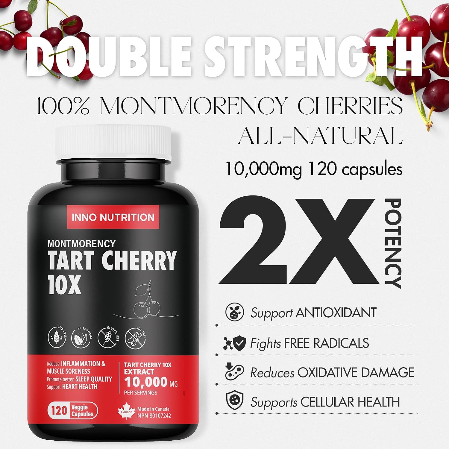 Detalle de Inno Nutrition Organic Tart Cherry 10:1 Extract, 120 Capsules