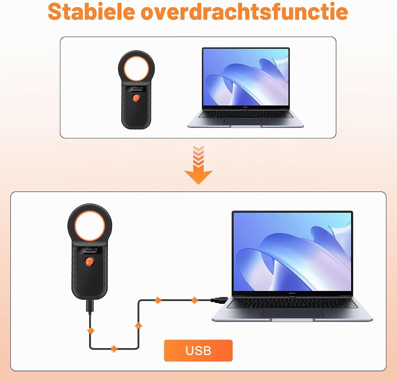 Thumbnail 5 de Pixelure USB-microchipscanner voor huisdieren met OLED-display en 128 geheugenplaatsen