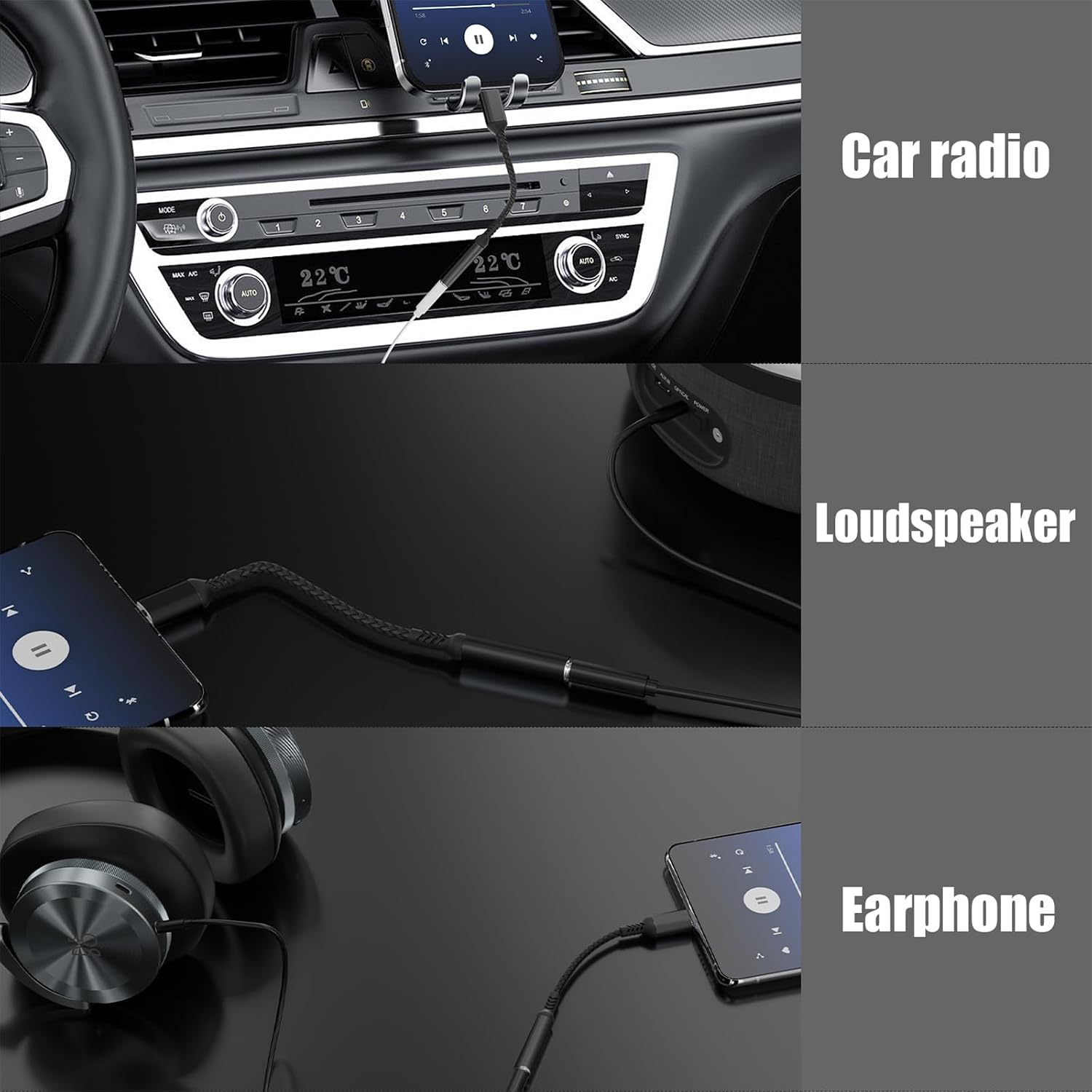 Detalle 2 de lalasis USB-C to 3.5 mm Headphone Adapter with DAC, aluminium housing and braided cable
