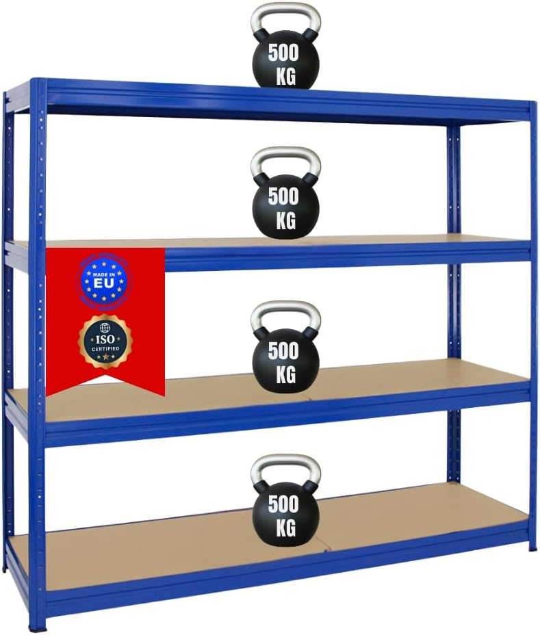 Detalle de PROREGAL Étagère Charge Lourde Dino 180x200x60 cm – Rayonnage robuste en acier et MDF, 500 kg par niveau