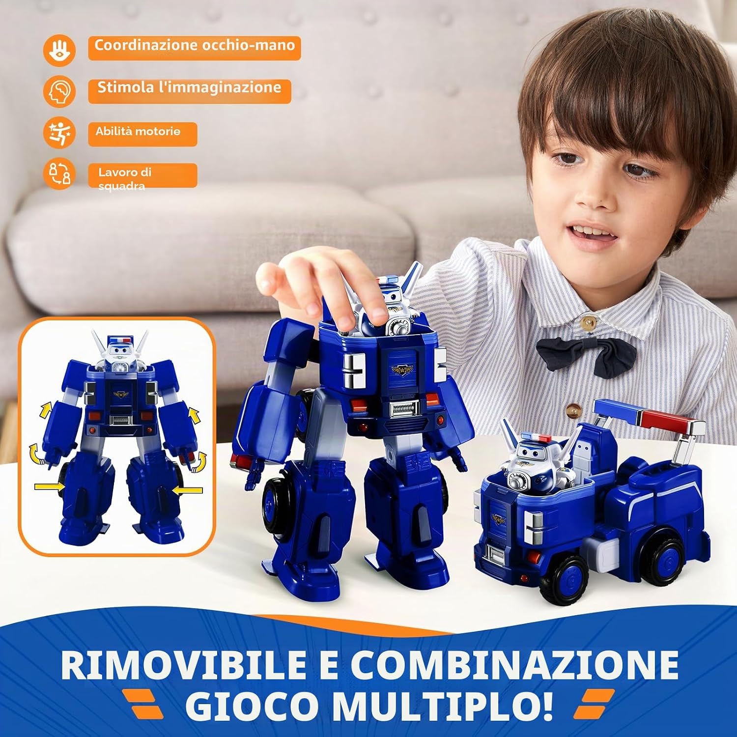 Detalle de Super Wings Trasformabile Aereo Blu 18 cm