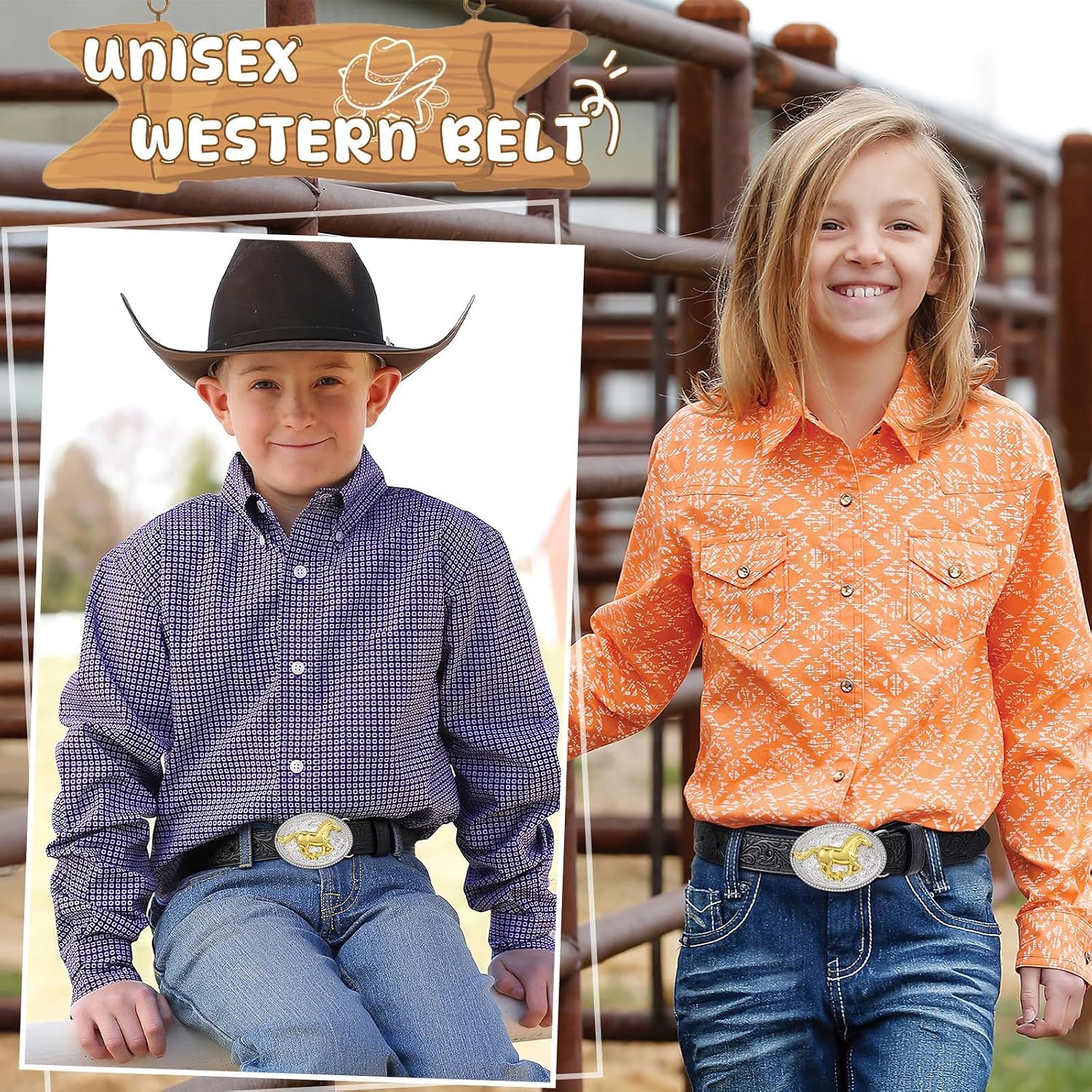 Thumbnail 1 de Beltroad Kids’ Western Leather Belt, 1.1-Inch Embossed Strap