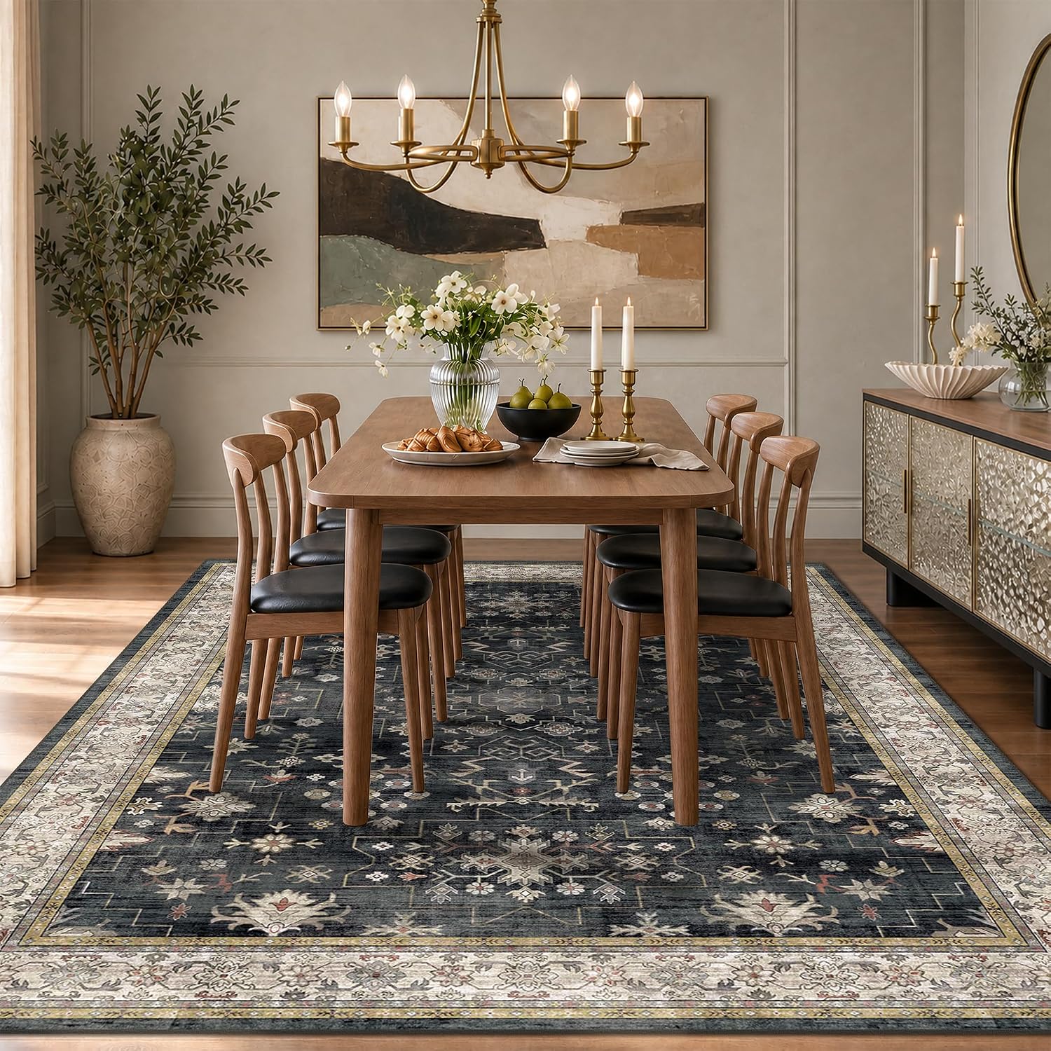 Detalle de Hazo Haus 9x12 Black Boho Area Rug 🏡